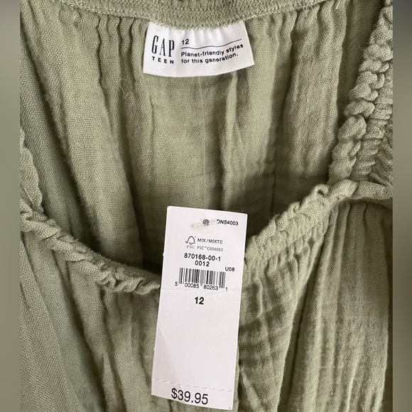 Gap Teen Ruffle Tank Top 12 Sage Green NEW - Picture 5 of 8